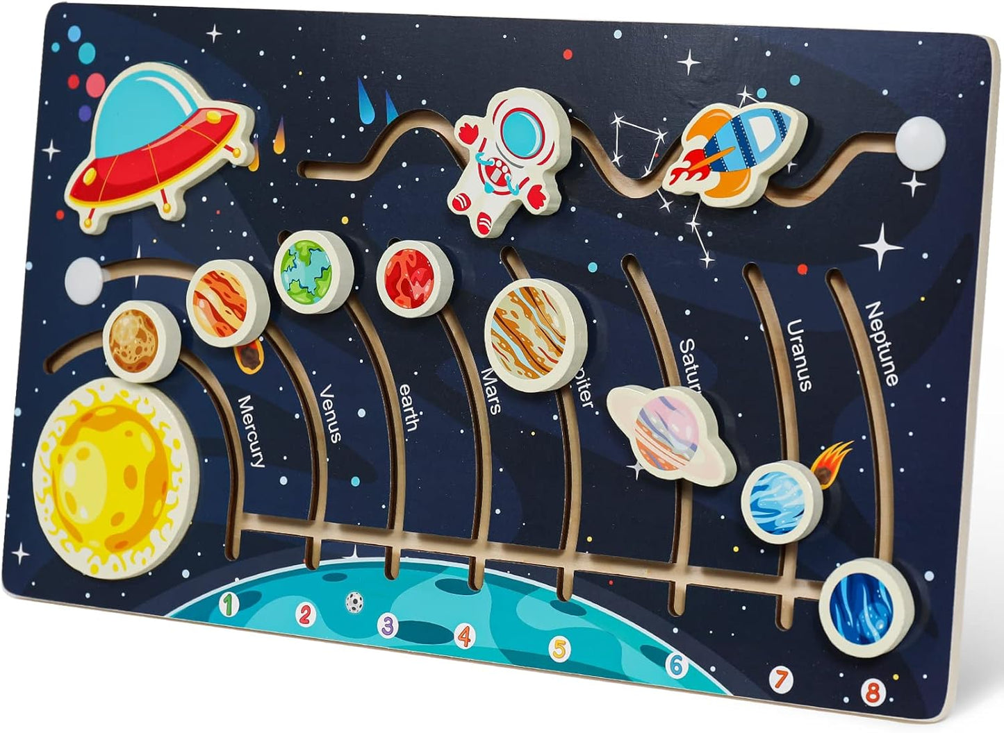 Zeoddler Solar System Puzzle for Kids 3-6, Wooden Space Toys, Planets for Kids, Preschool Learning Activities, Gift for Boys, Girls