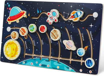 Zeoddler Solar System Puzzle for Kids 3-6, Wooden Space Toys, Planets for Kids, Preschool Learning Activities, Gift for Boys, Girls