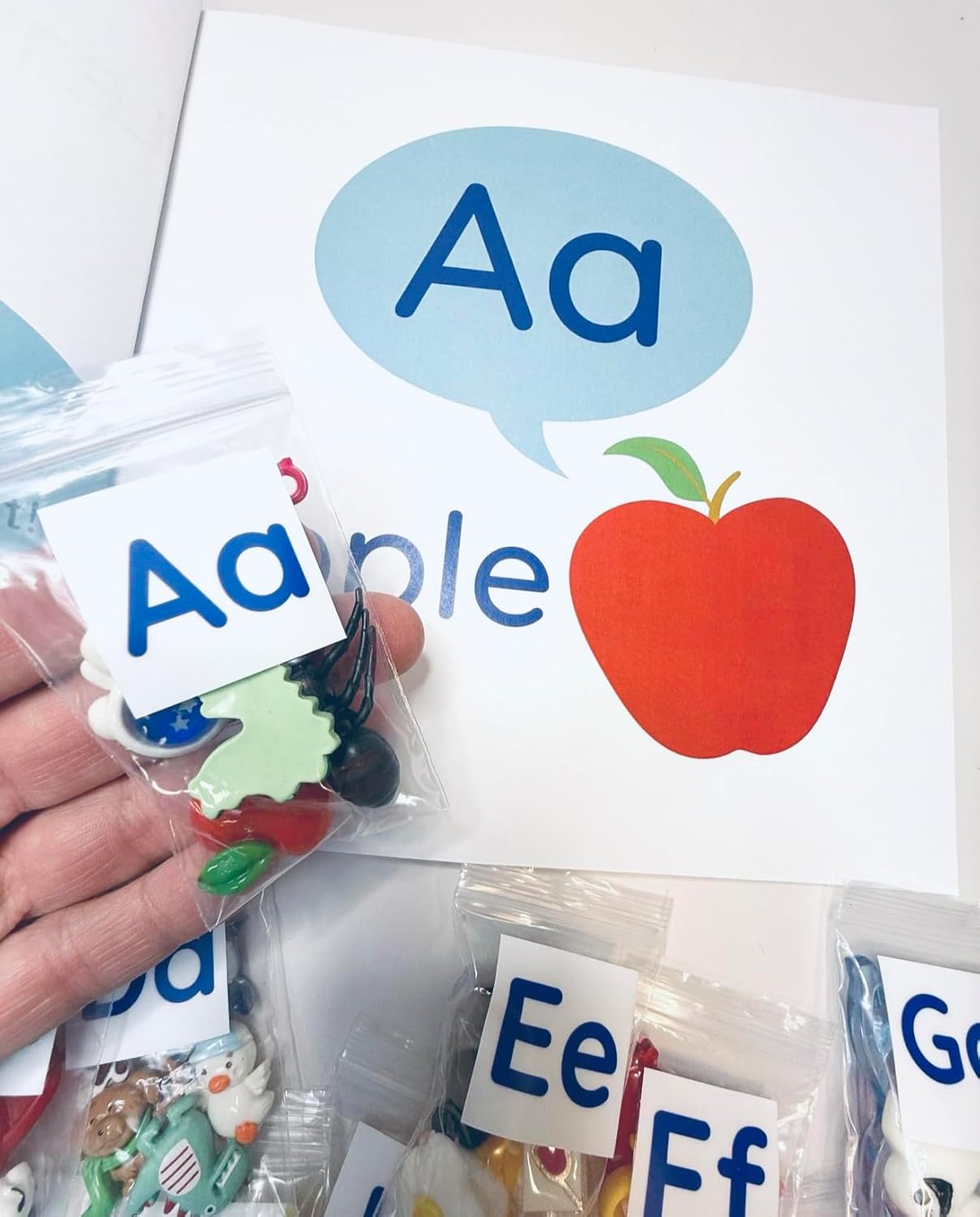 Say & Play Alphabet Objects Set, 130+ Beginning Sound Trinkets for Phonics and Speech Therapy, 5 per Letter A-Z, Montessori Learning Materials