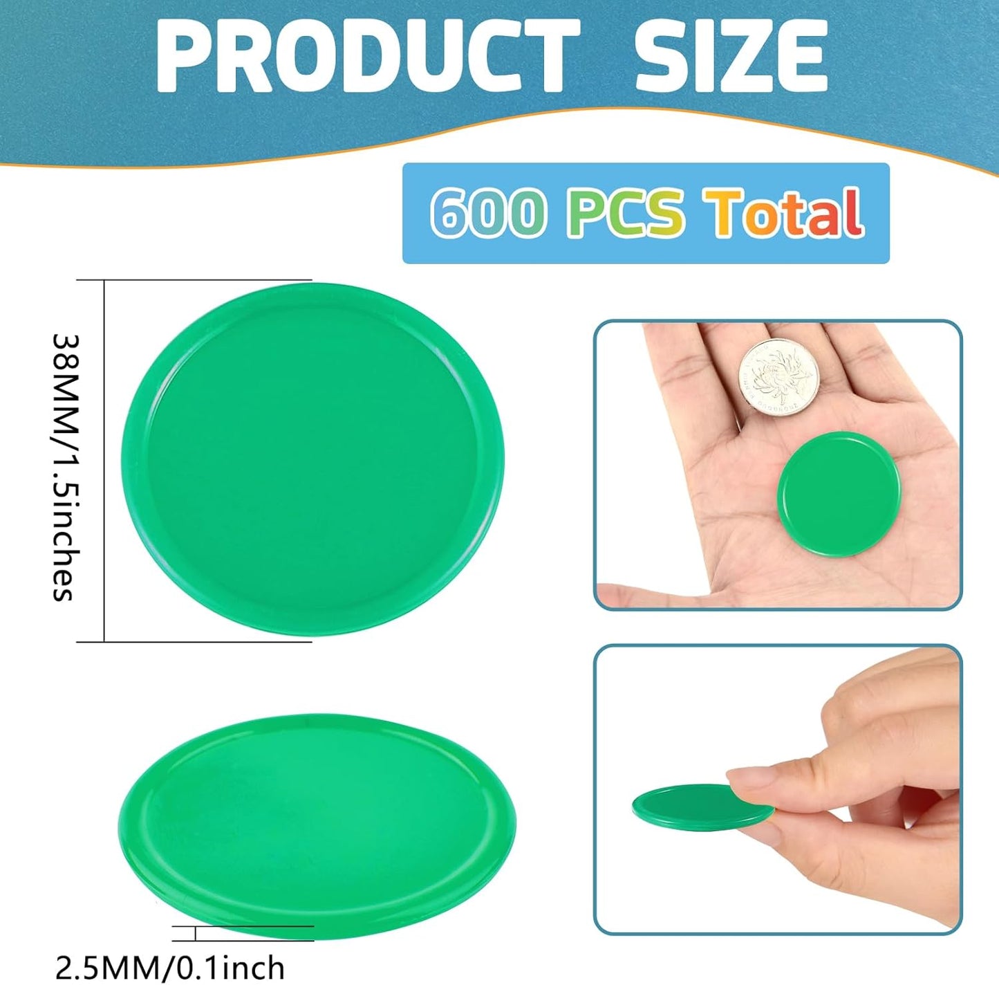 Coopay 1 1/2 Inches Plastic Poker Chips Learning Counters Disks Bingo Chip Counting Discs Markers for Math Practice and Poker Card Game Tokens, Teaching Rewards, 200 Pieces (White)