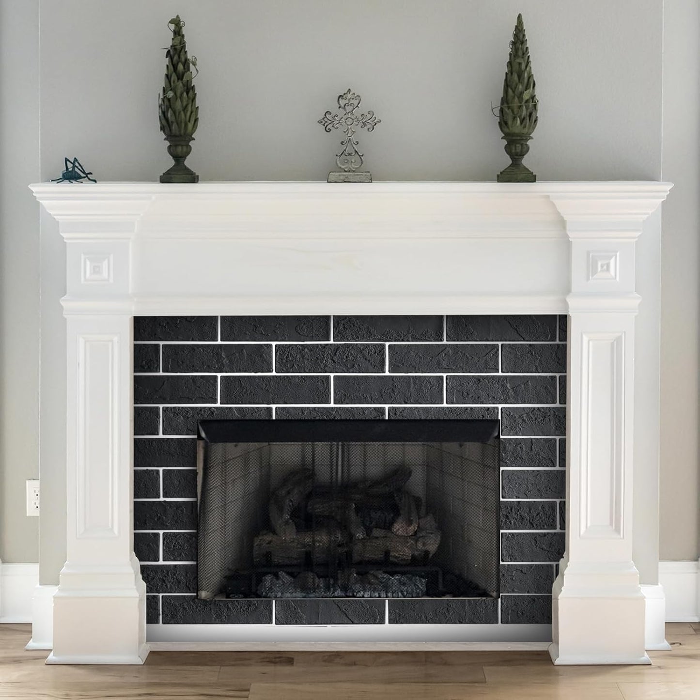 100 Whitewash Grey Faux Brick Wall Tiles, 3D Thin Brick Veneers for Bedroom, Bathroom, Kitchen, Fireplace and Fence Wall Panels (14.2 sq ft)