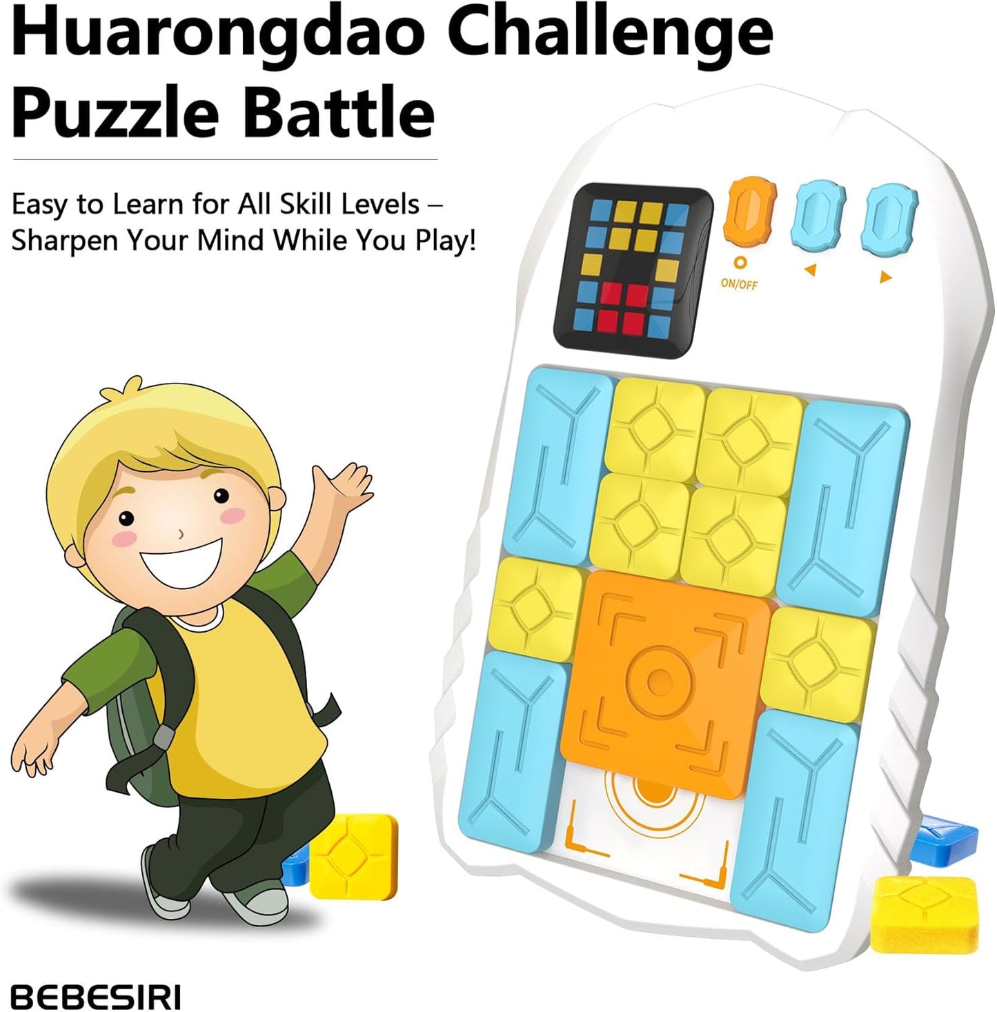 Super Slide Puzzle Game - Electronic Sliding Puzzle Toy with 500+ Levels, Brain Teaser & Logic Game for Kids and Adults (Classic-White)