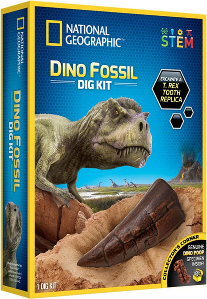 Bandai National Geographic - Excavation Kit - 3 Dinosaur Fossils to Dig Out - Educational and Science Game - STEM - JM80568M