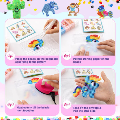 Meland Fuse Beads - 24000pcs Fuse Beads Kit for Kids, 24 Color 5MM Iron Beads Set with 4 Fluorescence Color, 6 Pegboards - Craft Kits Gifts for Birthday Christmas