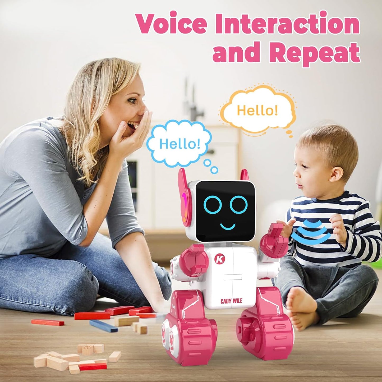 okk Robot Toys for Kids, Programmable Remote Control Robot, Interactive Toys with Coin Bank, LED and Tray, Walking Talking Singing Dancing Gift for Boys Girl（White）