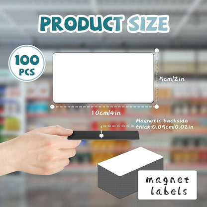 50 Pcs 4'' x 2'' Reusable Dry Erase Blank Magnetic Labels for Whiteboards