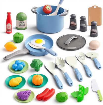 150Pcs Kitchen Playset, Toddlers Pretend Cooking Cookware Accessories, Food, Picnic Blanket, Fruits, Veges, 2Pack Shopping Storage Basket, Dessert and Prop Money, Gift for Kids (Pink)