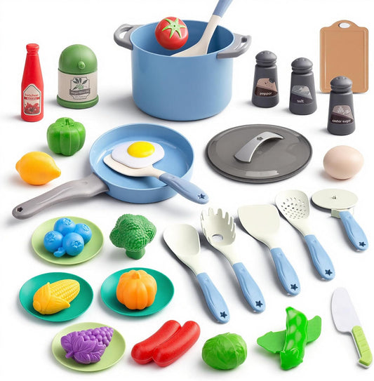 150Pcs Kitchen Playset, Toddlers Pretend Cooking Cookware Accessories, Food, Picnic Blanket, Fruits, Veges, 2Pack Shopping Storage Basket, Dessert and Prop Money, Gift for Kids (Pink)