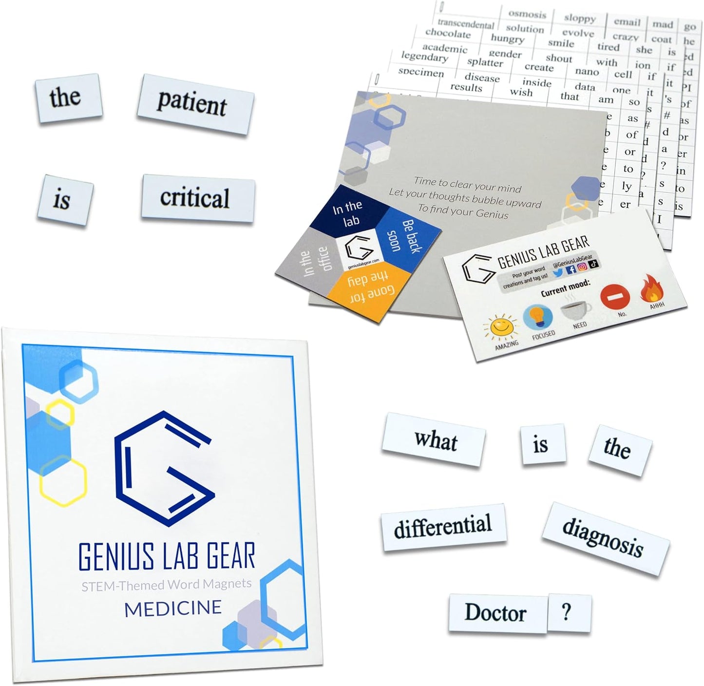 Physician Word Magnets Kit - Funny Nerdy Poetry Set for Medical Students & Residents - Ideal Cool M.D. & D.O. Gifts - Office Refrigerator-Magnetic White Board - Medicine or Pre-Med Students & Fellows