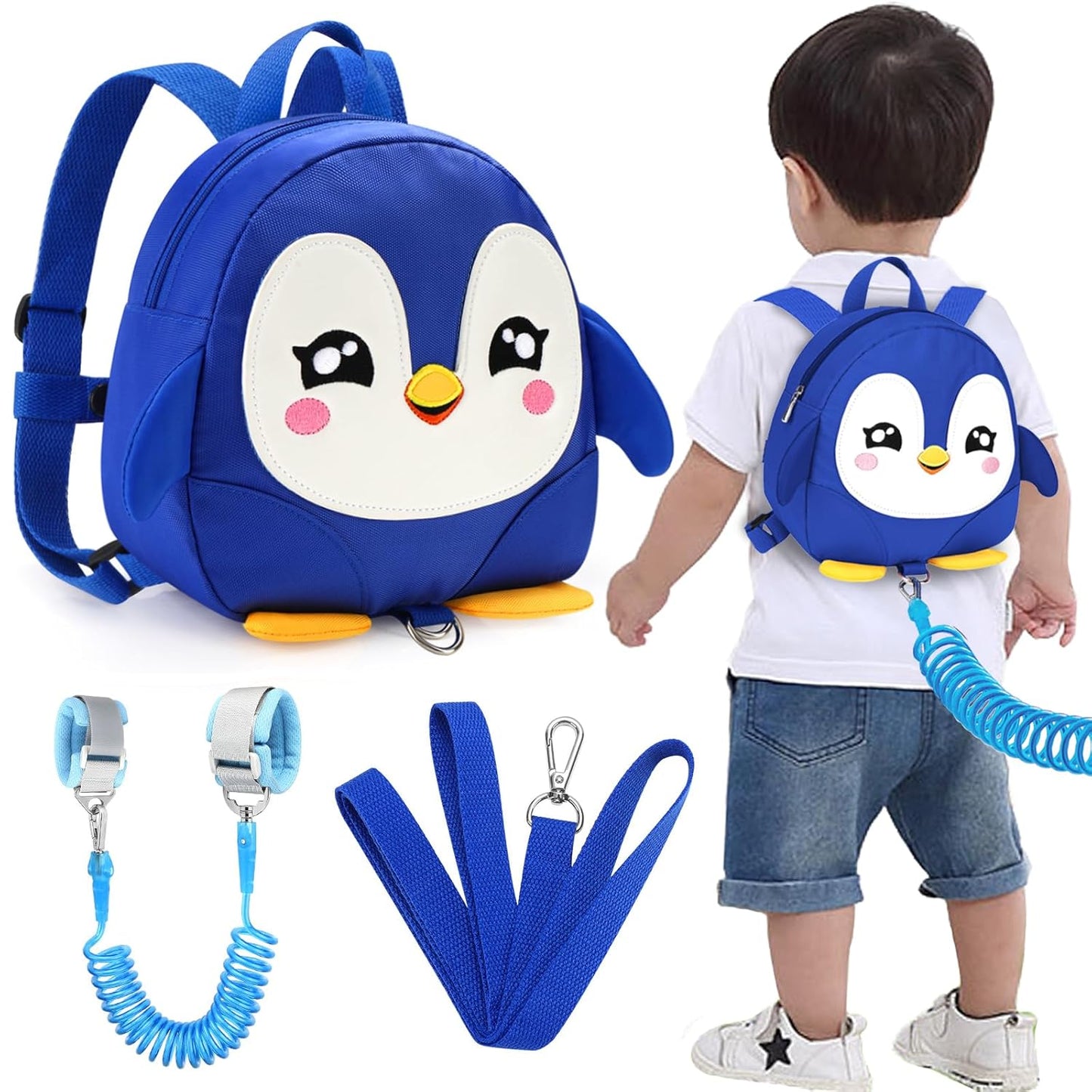 Accmor Toddler Harness Backpack Leash, Cute Dinosaur Backpacks with Anti Lost Wrist Link, Cute Mini Child Backpack Wristband Tether Strap and Protection Leashes for Boys Girls Aged 1-3 Years