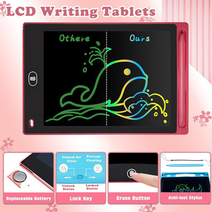 6 Pack LCD Writing Tablet for Kids Toys 8.5 Inch Colorful Doodle Board Bulk, Eye-Protection Drawing Pad Toddler Travel Essentials Toys for 3-8 Year Old Boys Girls, Birthday Xmas Gifts