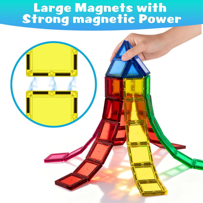 Magnetic Tiles, 32 PCS Giant Magnetic Tiles with Iron Box, Choke-Proof Design with Strong Magnets, STEM Educational Toys for Kids Ages 3+, Portable Building Blocks Gift for Boys/Girls