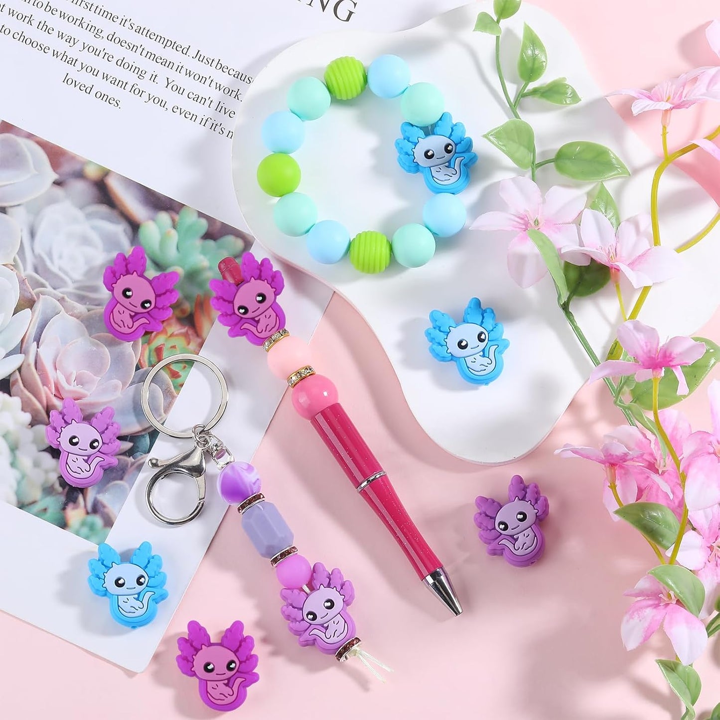 10Pcs Animal Silicone Beads for Keychain Making Cute Puppy Focal Beads for Pens Dalmatian Dog Animal Focals for Bracelets Necklace Earrings Jewelry Making