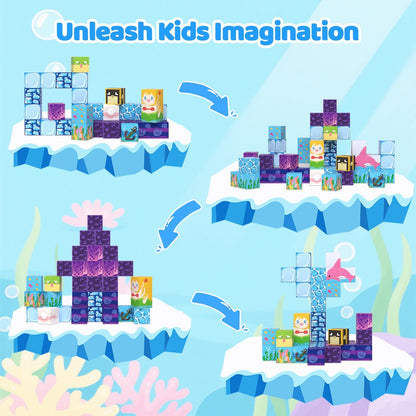Magnetic Blocks Toys for Kids, 100 PCS Building Blocks Cubes, Stacking Magnetic Tiles Toys for Kids Toddlers Boys Girls Ages 3 4 5 6 7 8-12 Birthday Gifts Party Supplies (Underworld)