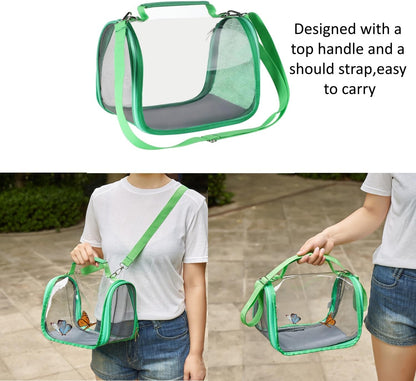 Small Butterfly Habitat Transparent Bug Mesh Cage Portable Caterpillar Enclosure Terrarium Critter Net Cage Breathable Lizard Pigeon Outdoor Observation Container Dragonfly Habitat, 11’’*7’’*6.7’’