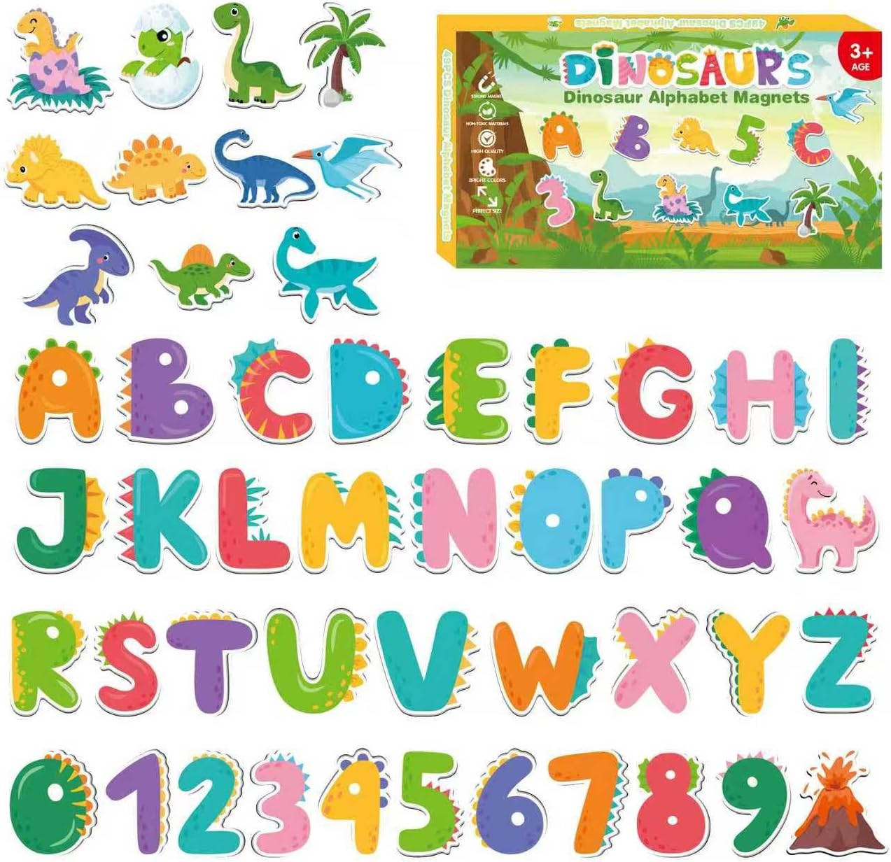Magnetic Letters and Numbers for Fridge, Cute Colorful Animal Alphabet 26 Uppercase Letters 0-9 Numbers, Fridge Magnets Set for Learning Spelling Girls