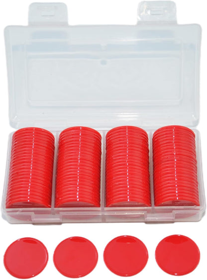 Smartdealspro Set of 100 1 Inch Opaque Plastic Learning Counters Mini Poker Chips Game Tokens with Storage Box (Pink)