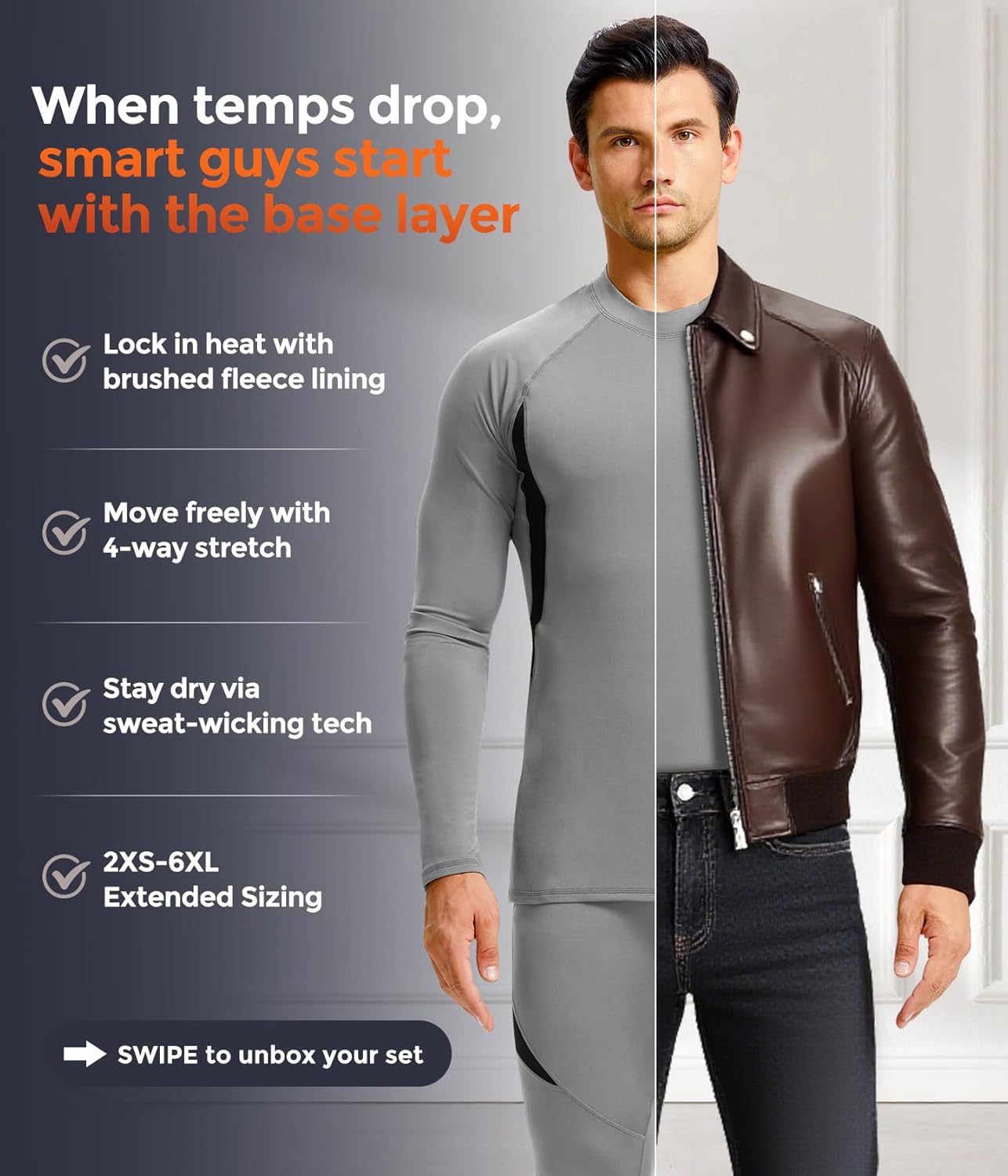 CL convallaria Thermal Underwear Long Johns Set Mens Winter Gift Hunting Gear Sport Base Layer Bottom Top - Colors A