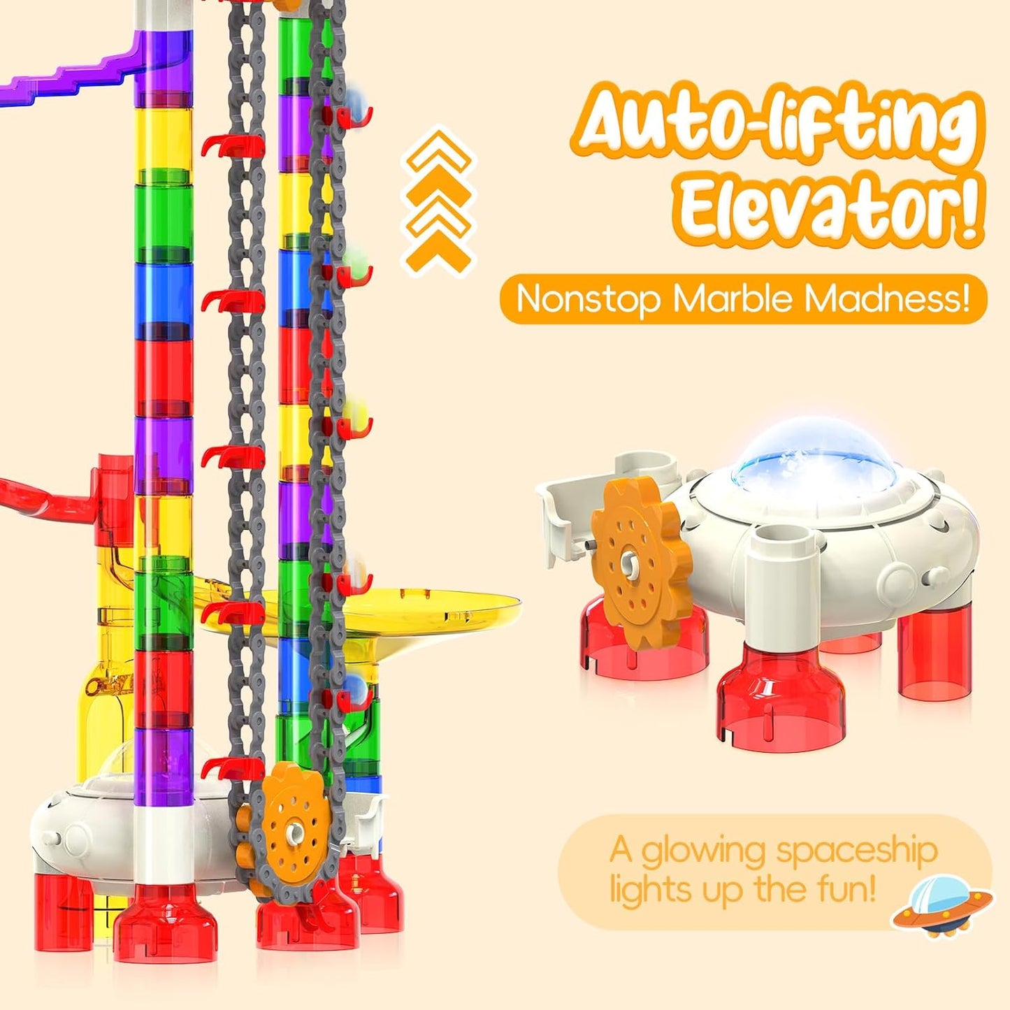 Motorized Marble Run - Marble Runs Stem Toys for Kids 4-8 8-12 - Construction Building Educational Space Toys 5-7 8-10 - Birthday for Boys and Girls