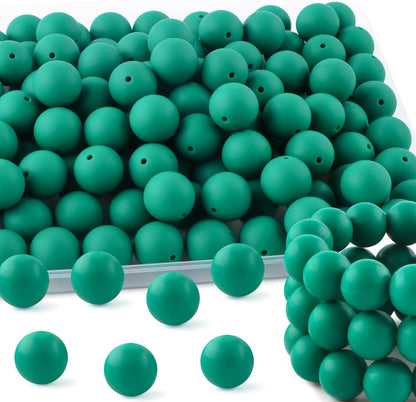 65Pcs 19mm Silicone Beads for Keychain Making Bracelet Necklace, Bulk Round Silicone Beads for Pens（Christmas Green） - Colors B