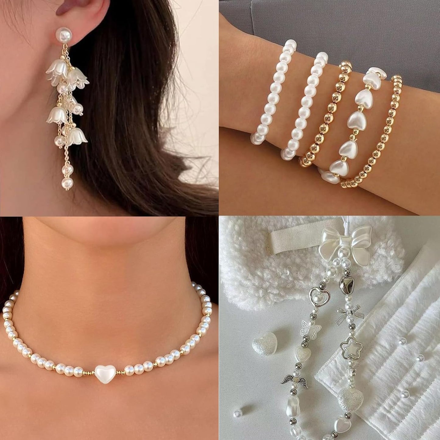 Hpebl 2136PCS Beads for Bracelets Pearl Bracelet Making Kit Friendship Bracelet Kits Bracelet Bead Kits Small Pearl Bead and Gold Beads Beading Kit for Bracelets Jewelry Making Kit