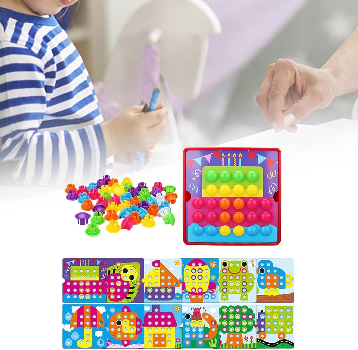Creative Pegboard Game Set for Toddlers and Preschoolers, Style E