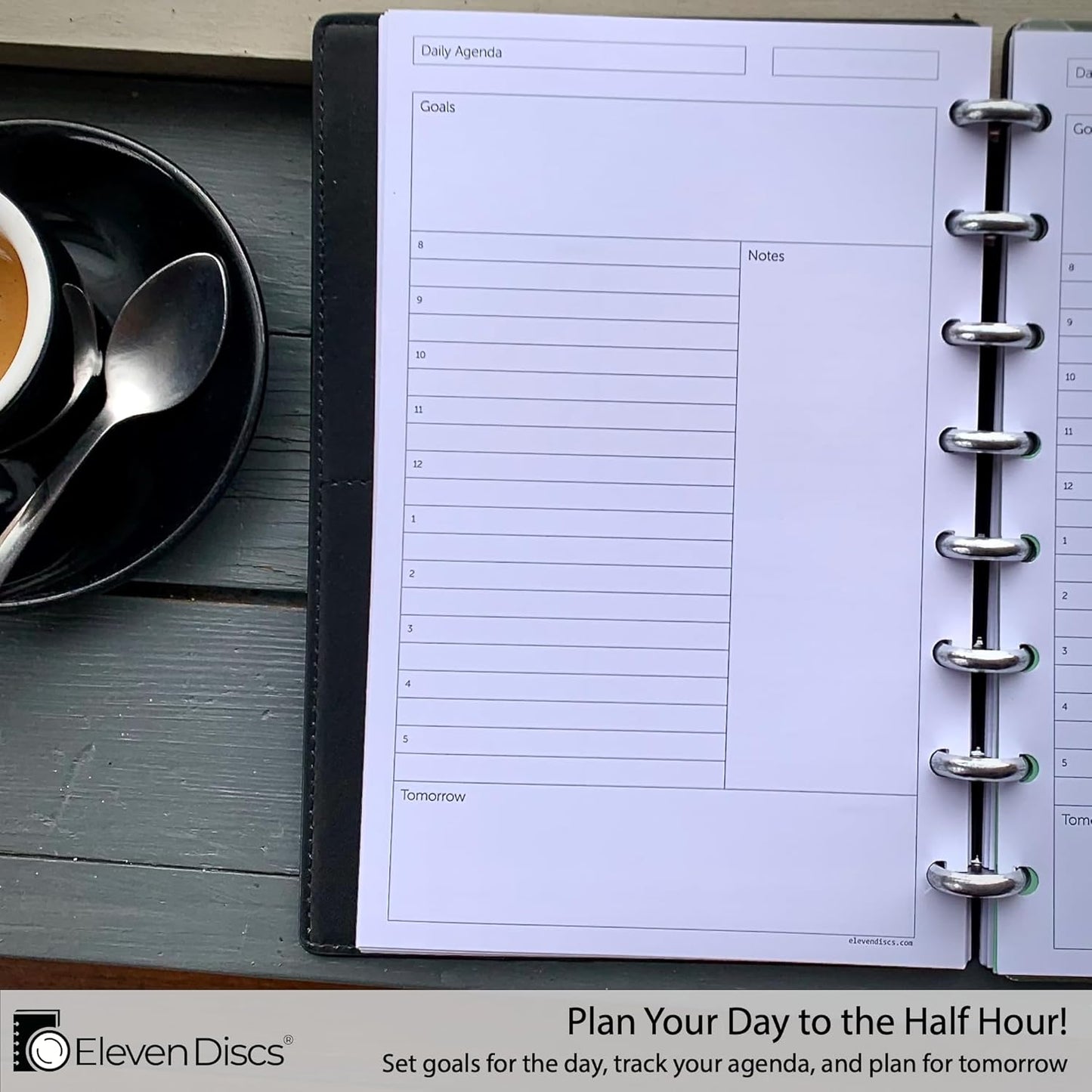 Eleven Discs Discbound Paper, Junior Size Mileage Log Sheets - Premium 120gsm Heavyweight Notebook & Planner Refills - 8 Discs, 5.5 x 8.5 in - Punched for Circa, Arc, TUL (50 Sheets)