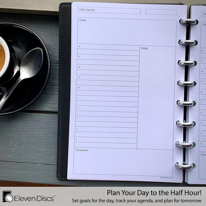 Eleven Discs Discbound Paper, Junior Size Mileage Log Sheets - Premium 120gsm Heavyweight Notebook & Planner Refills - 8 Discs, 5.5 x 8.5 in - Punched for Circa, Arc, TUL (50 Sheets)