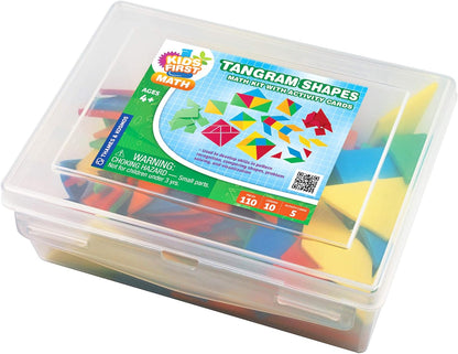 Kids First Math: Tangram Shapes Math Kit w/Activity Cards | 105 Colorful Plastic Geometric Shapes | Explore Geometry, Shapes, Matching | Visual Hands-on Math for At-Home or Classroom Learning, Ages 4+
