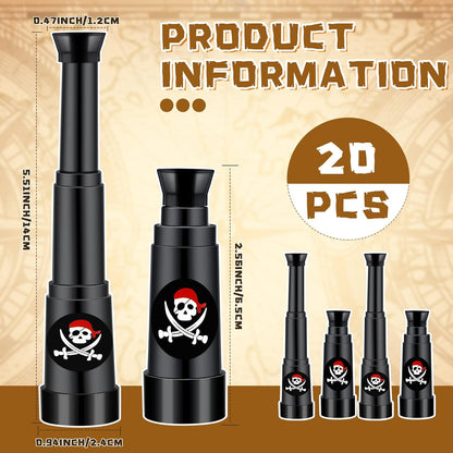 Charniol 20 Pcs Pirate Telescope Bulk Pirate Party Favors Mini Plastic Monocular Telescope Toddler Spyglass Toy for Treasure Find Pretend Cosplay Birthday Party