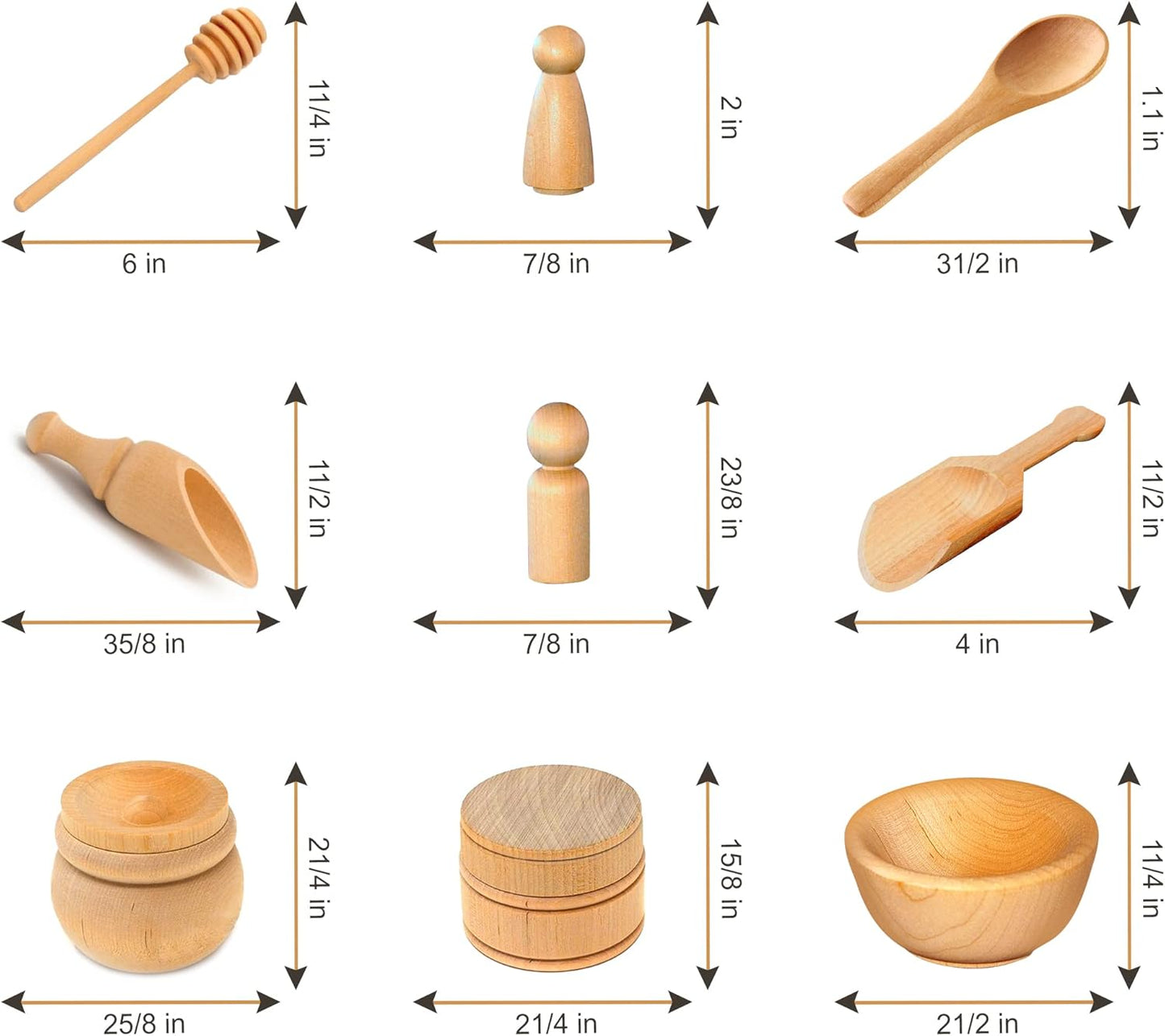 Rainbow Rice and Sensory Bin Tools (10 Pieces), Wooden Sensory Bin Tools and Scoops with Chemical-Free and Food-Safe Rice, Table Tools for Fine Motor Skills