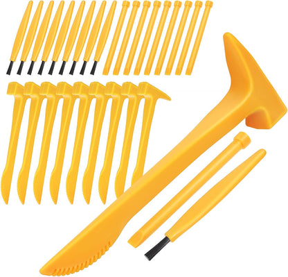 10 Set Excavation Tool Kit: Dino Fossils Dig Kit for Kids, Bulk Archaeology Dig Tools with Mini Hammer Chisel and Brush for Fossil Gem Digging, Science Toy