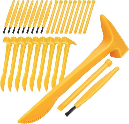 10 Set Excavation Tool Kit: Dino Fossils Dig Kit for Kids, Bulk Archaeology Dig Tools with Mini Hammer Chisel and Brush for Fossil Gem Digging, Science Toy