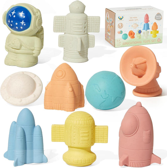 Toddler Bath Toys for Kids, Mold Free Bath Toys Silicone Color and Shape Sorting & Stacking Toys with 20 Textured Floating Pieces and Storage Bag, Early Learning Educational Sensory Toys for Toddlers