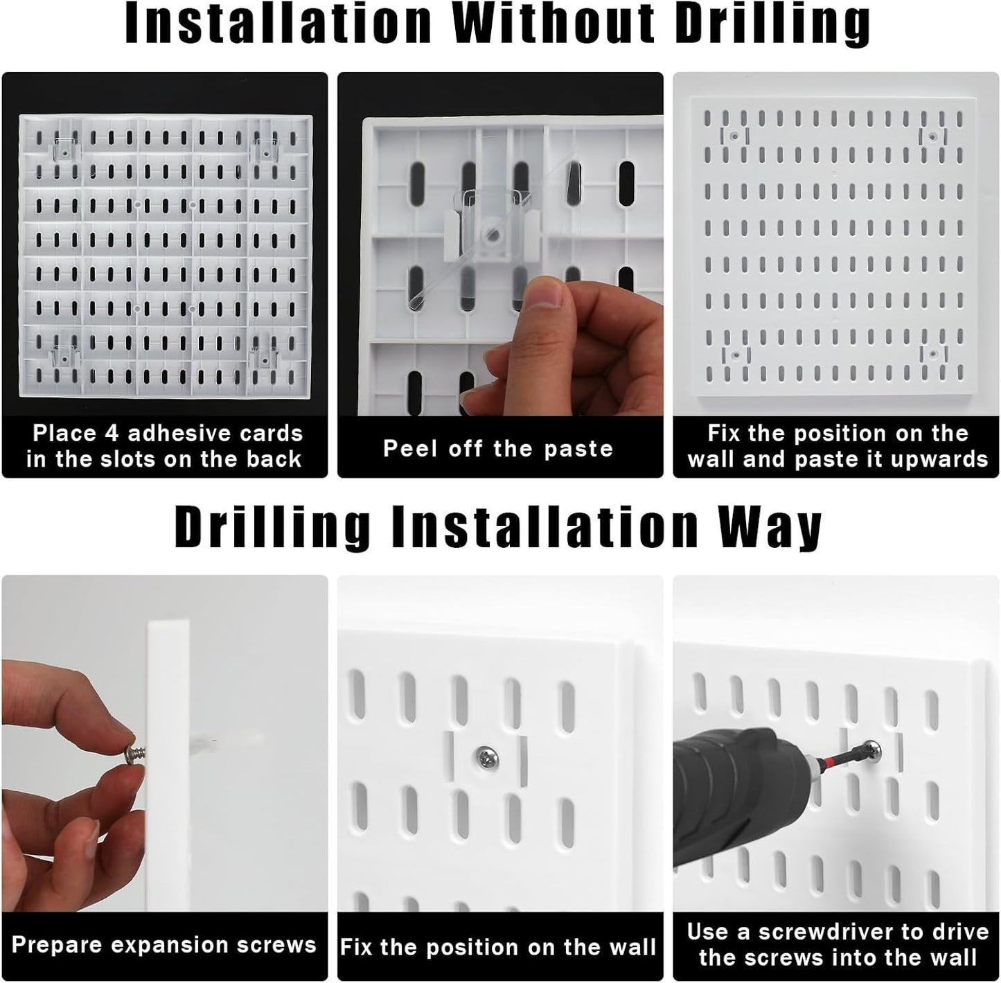 Dualshine Premium Pegboard Combination Kit, White Pegboard Wall Organizer with 4 Small Plastic Panels and 38 Accessories, Ideal for Craft Room, Bathroom, Nursery Storage, and Office (22"*22")
