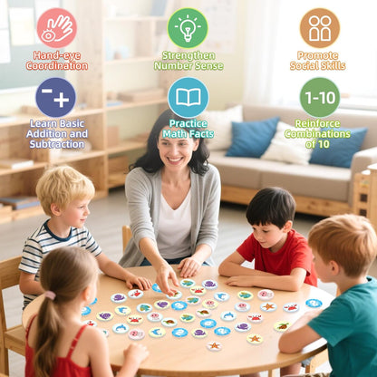 Math Games for Kids,100 Flash Cards Addition and Subtraction Games,Math Facts Manipulatives Counting Educational Toy Learning Activities, Kindergarten 1st 2nd Grade Classroom Must Have