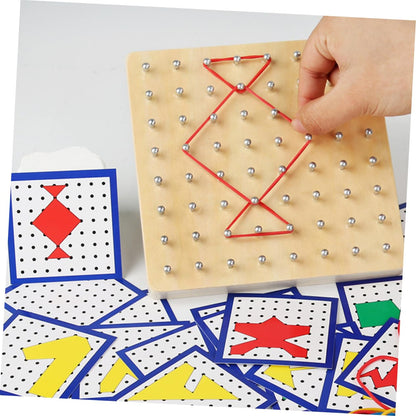 1Set Geoboard for Educational Mathematical Nail Plate Geometric Shape Learning Tool Enhance Creativity and Motor Skills Present