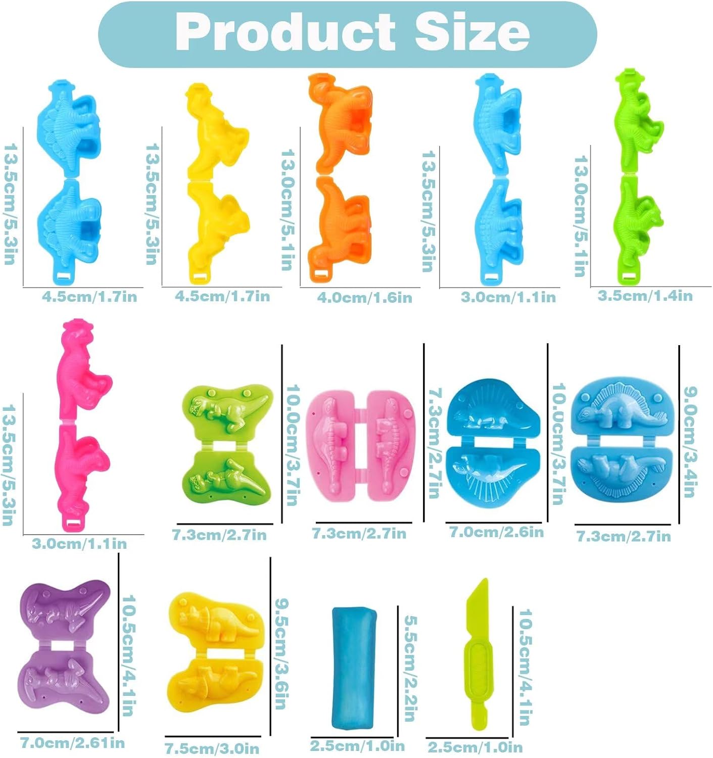 Unleash Creativity with 6 Unique Dino Molds Dough Toys Dough Accessories Set.Ideal as a Gift for Kids Aged 3-4-8 Years