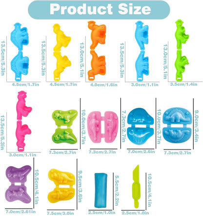 Unleash Creativity with 6 Unique Dino Molds Dough Toys Dough Accessories Set.Ideal as a Gift for Kids Aged 3-4-8 Years