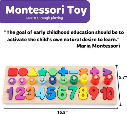 GeroCrew Toddler Montessori Toys Teaches Number, Counting, Math, Stacking Fun Preschool Learning Activates for Boy and Girl | Year Old Boy Gifts and Beyond! (Macaron)