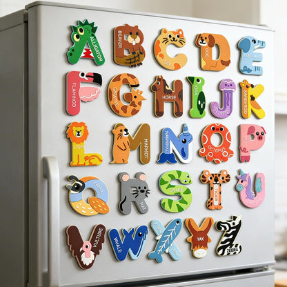 Soft Rubber Magnetic Letters with Thicker Full Back, Big Size Animal Alphabet Magnets for Fridge,Cute ABC Letter Fridge Magnets for Pre-School Learning Tools Birthday Present