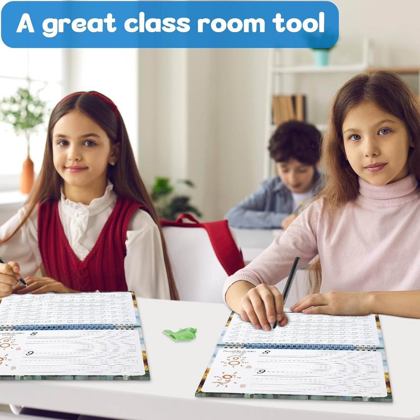 gisgfim Grooved Cursive Handwriting Workbook Magic Reusable Grooved Cursive Handwriting Practice Guided Tracing with Disappearing Ink Pens for Beginners Kids Learning Activities Supplies (Sentence)