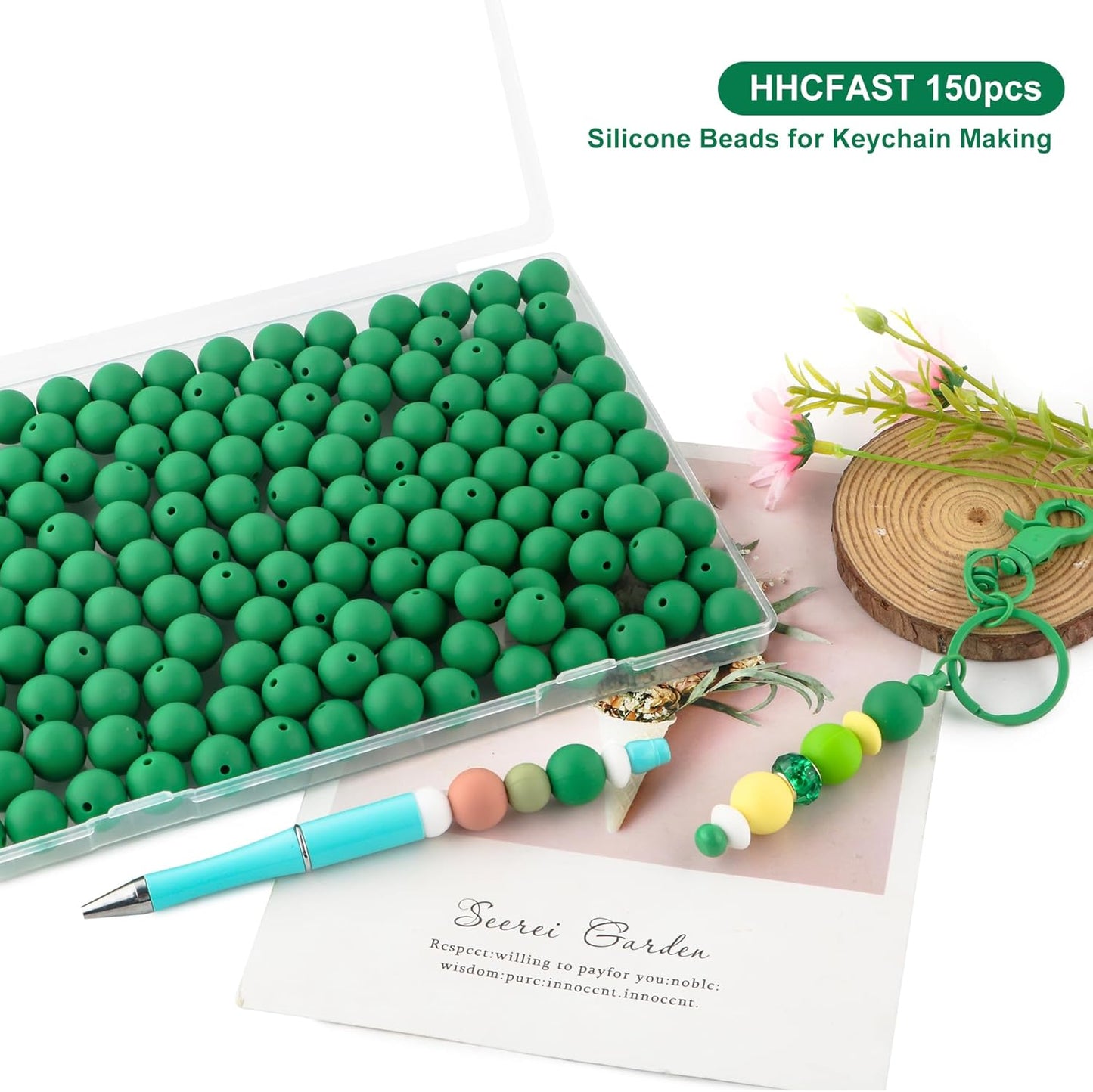 65Pcs 19mm Silicone Beads for Keychain Making Bracelet Necklace, Bulk Round Silicone Beads for Pens（Christmas Green） - Colors A