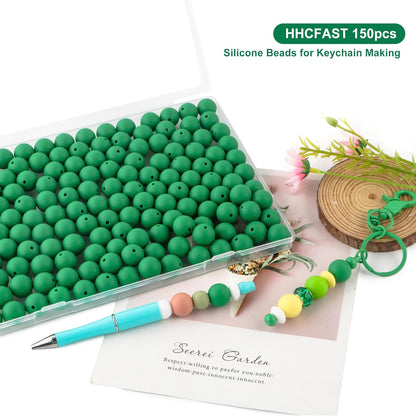 65Pcs 19mm Silicone Beads for Keychain Making Bracelet Necklace, Bulk Round Silicone Beads for Pens（Christmas Green） - Colors A
