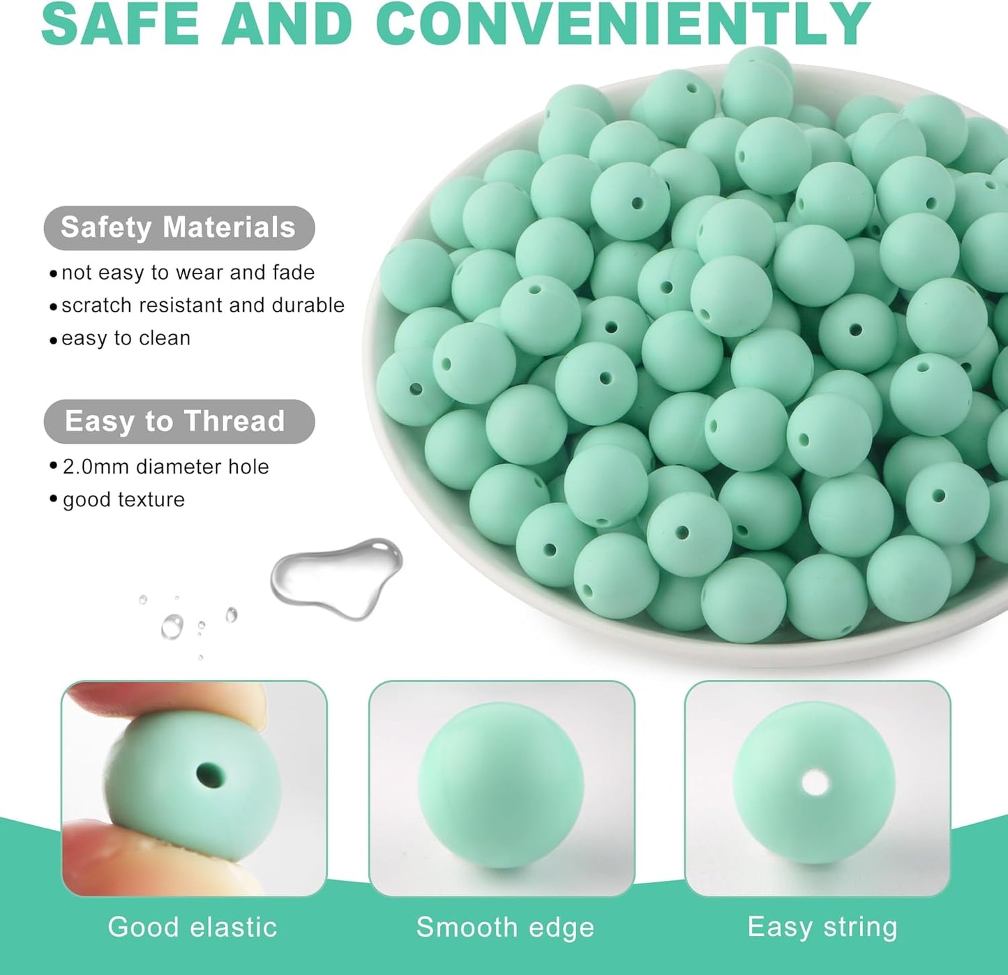 65Pcs 19mm Silicone Beads for Keychain Making Bracelet Necklace, Bulk Round Silicone Beads for Pens（Christmas Green） - Colors A
