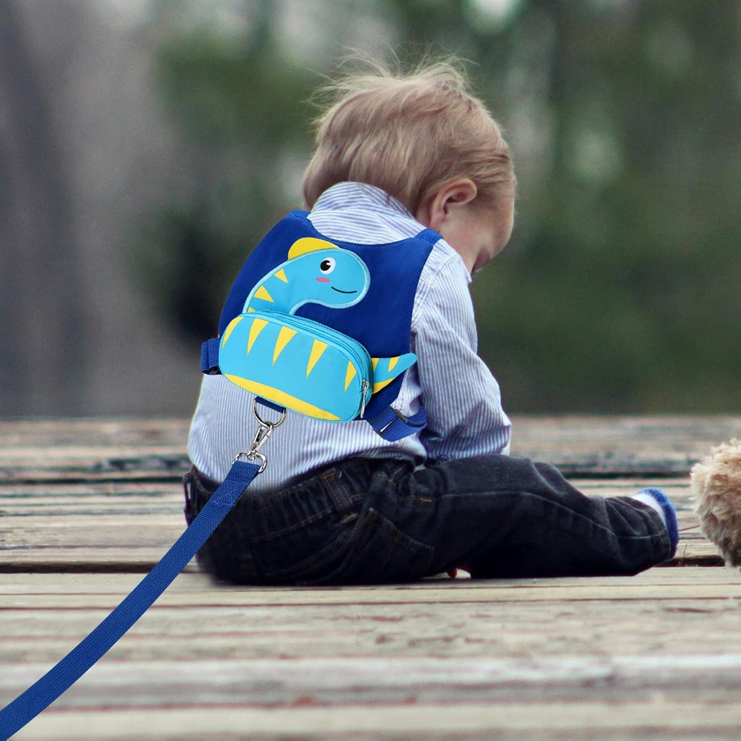 3 in 1 Toddler Harness Leash + Baby Anti Lost Wrist Link, Accmor Cute Dinosaur Child Safety Harness Tether, Kids Walking Wristband Assistant Strap Belt for Parent Boys Outdoor Activity (Black)