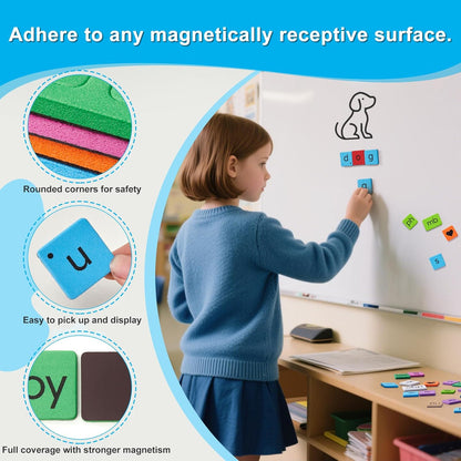 Set of 6 Classroom Magnetic Letter Tiles for Phonics and Spelling, Bulk Letter Tiles Alphabet Magnets Kids STEM Phonics Manipulatives for Students Teachers, Kindergarten to 3rd Grade Preschool