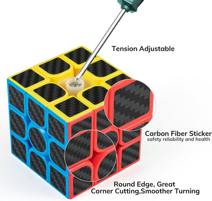Speed Cube Set 3-in-1 Stickerless: 2x2, 3x3 & Pyramid Speed Cubes | Easter Gifts Basket Stuffers Boy Toys for All Ages