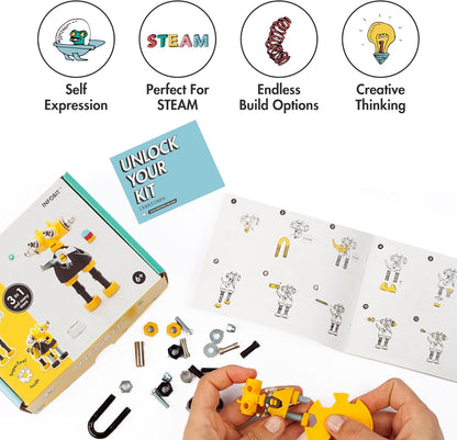 The Off Bits CareBit Build Your Own Robot Toy Construction Set, Educational Gift STEM Activities Learning Kit, Creative Build and Play Model Kit Steam Toys for 6 7 8 9 10+ Year Old Boys & Girls