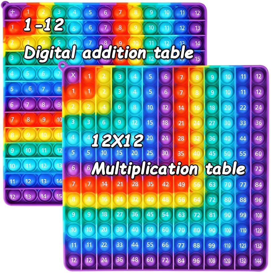 2 in 1 Multiplication Table Game and Digital Addition Table P0PP Math Toy, DK-SIMINA Rainbow Dimple Finger tip Toy, Math Manipulation Game, Create Various Math Operations (1 PCS)